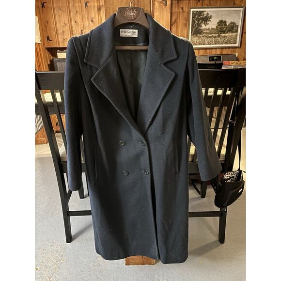 Vintage Forecaster of Boston Womens Coat Large Navy Wool Blend Double Breasted - Picture 1 of 9
